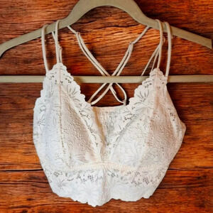 Victora Secret PINK Ivory Lace Racer Back Bralette Size L